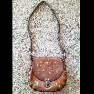 Vintage real leather handcrafted boho purse